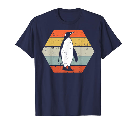 Penguin Sunset Hexagon Retro Animal Lover Women Men Kids T-Shirt