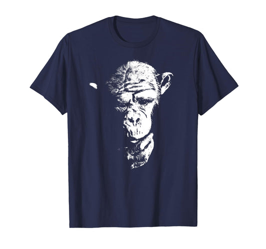 Chimpanzee T Shirt Thinking Monkey, Ape, Cool Chimp Tee T-Shirt