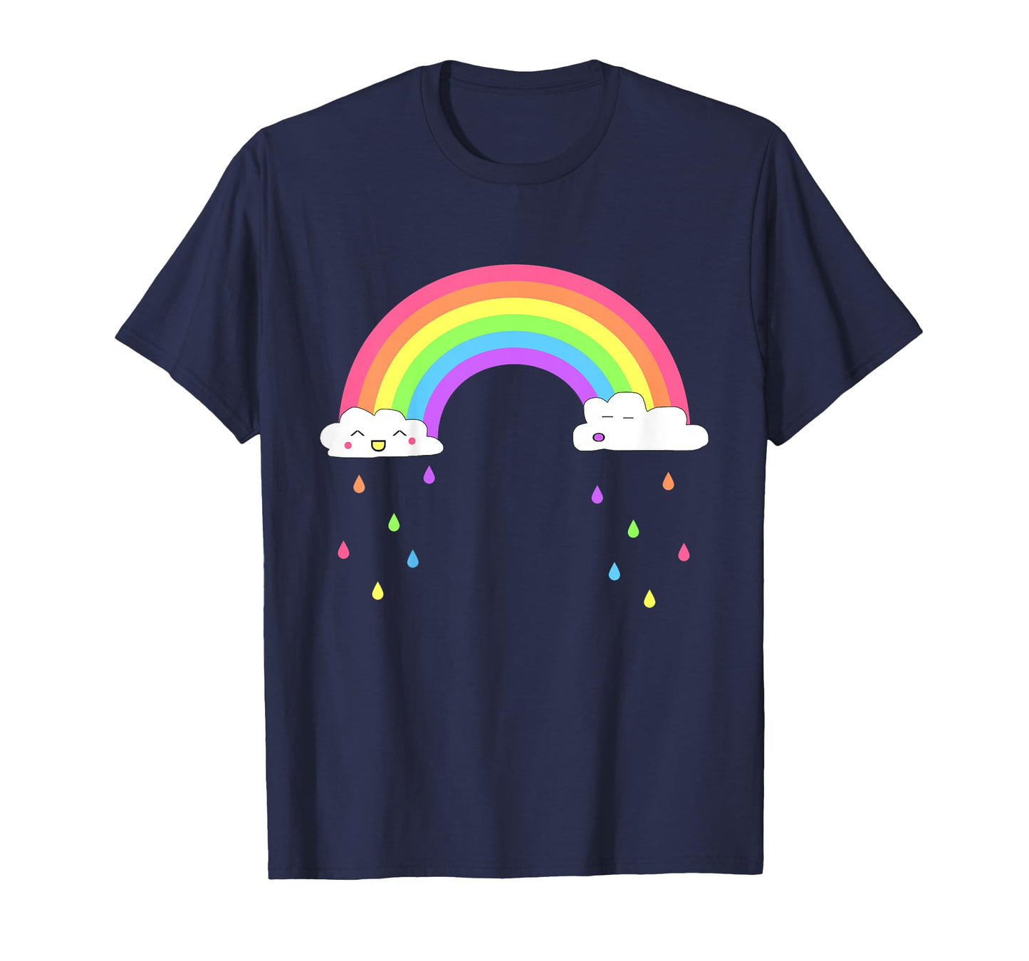 Kids Smiling Happy Rainbow Raining Clouds Cute T-Shirt for Girls T-Shirt