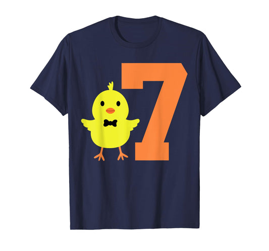 Kids 7th Birthday Chicken Themed Cute 7 Year Old Boys Chick T-Shirt