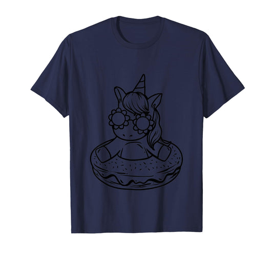 Kids Unicorn In A Donut For Coloring Paint Girl T-Shirt