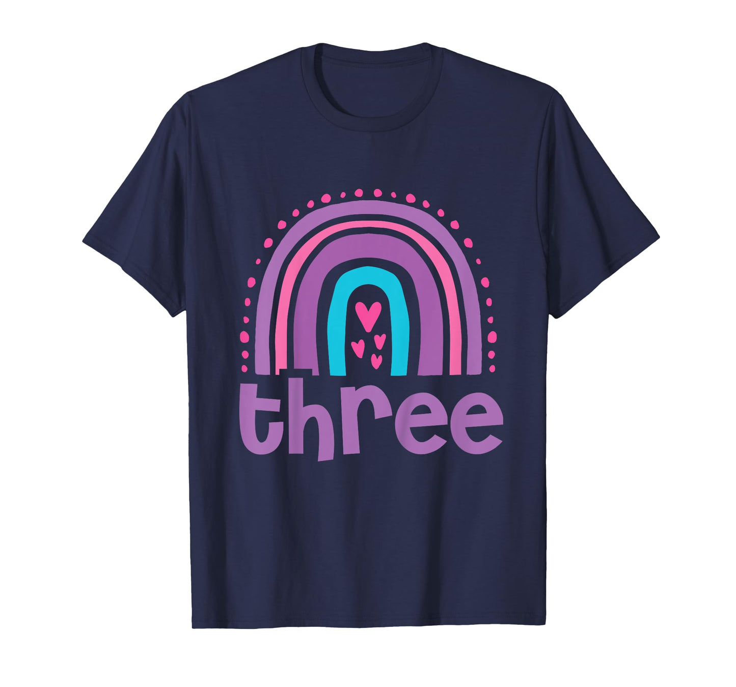 Girl's 3rd Birthday Boho Rainbow Three 3 Years Old Birthday T-Shirt