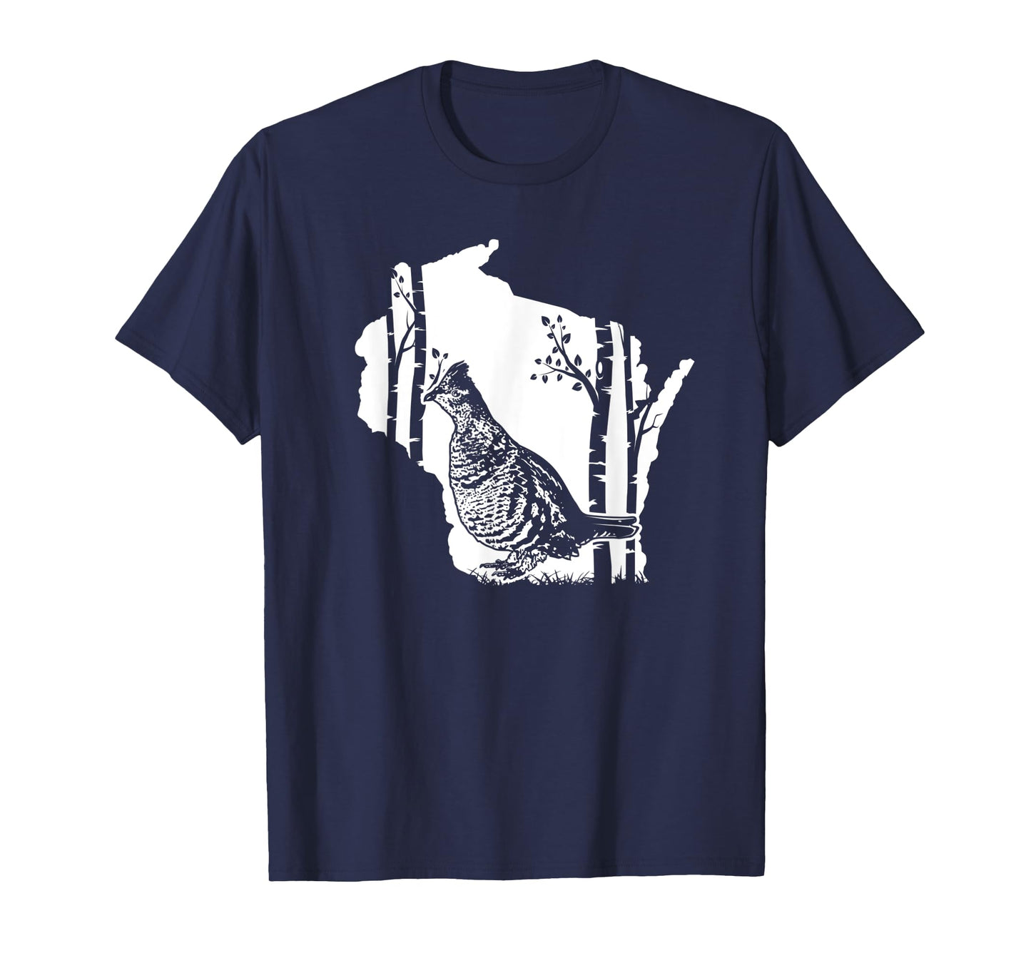 Hunting Partridge Grouse- Wisconsin map Bird Hunter T-Shirt