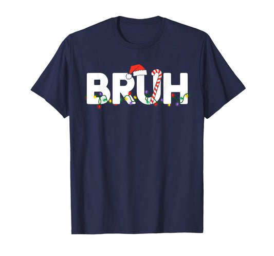 Bruh Christmas Kids Teens Boys Funny Christmas Santa Mens T-Shirt
