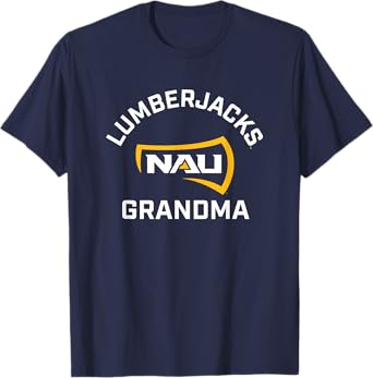 Campus Lab NAU Lumberjacks Arched Grandma T-Shirt - Blue, Unisex-Adults, Short Sleeve, Small