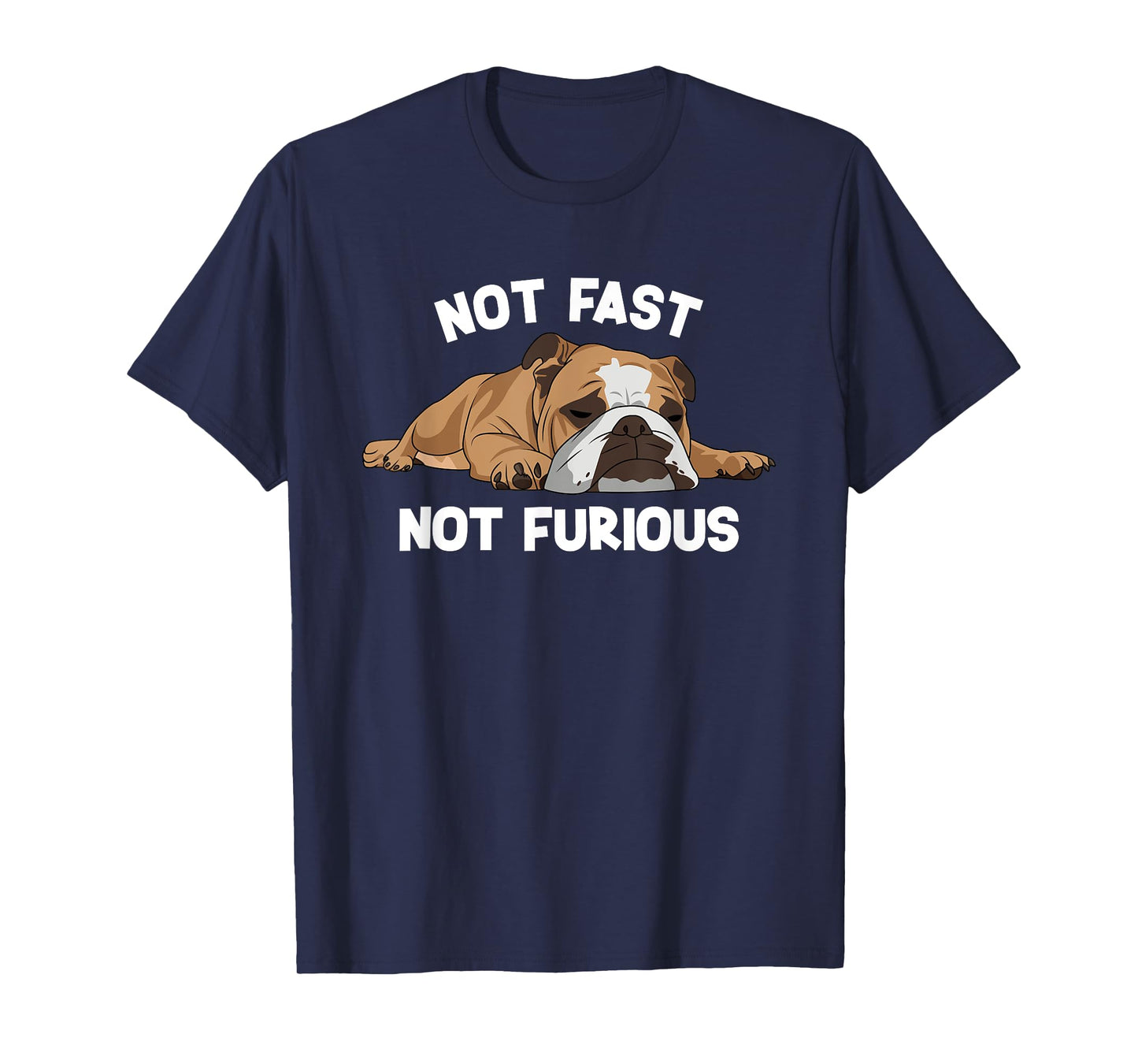English Bulldog Sleeping Not Fast Not Furious Funny Slogan T-Shirt for Men Women Girls Kids