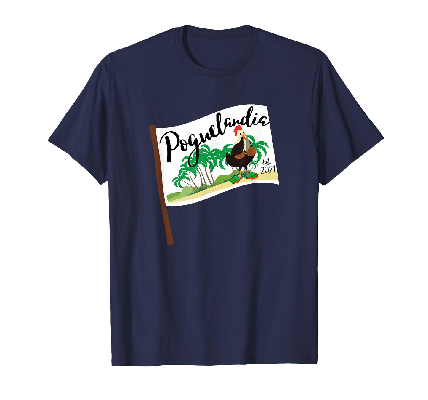 Bliss and Co. Tees Poguelandia Flag with Chicken in Coconut Bra Grey Women's T-Shirt Small