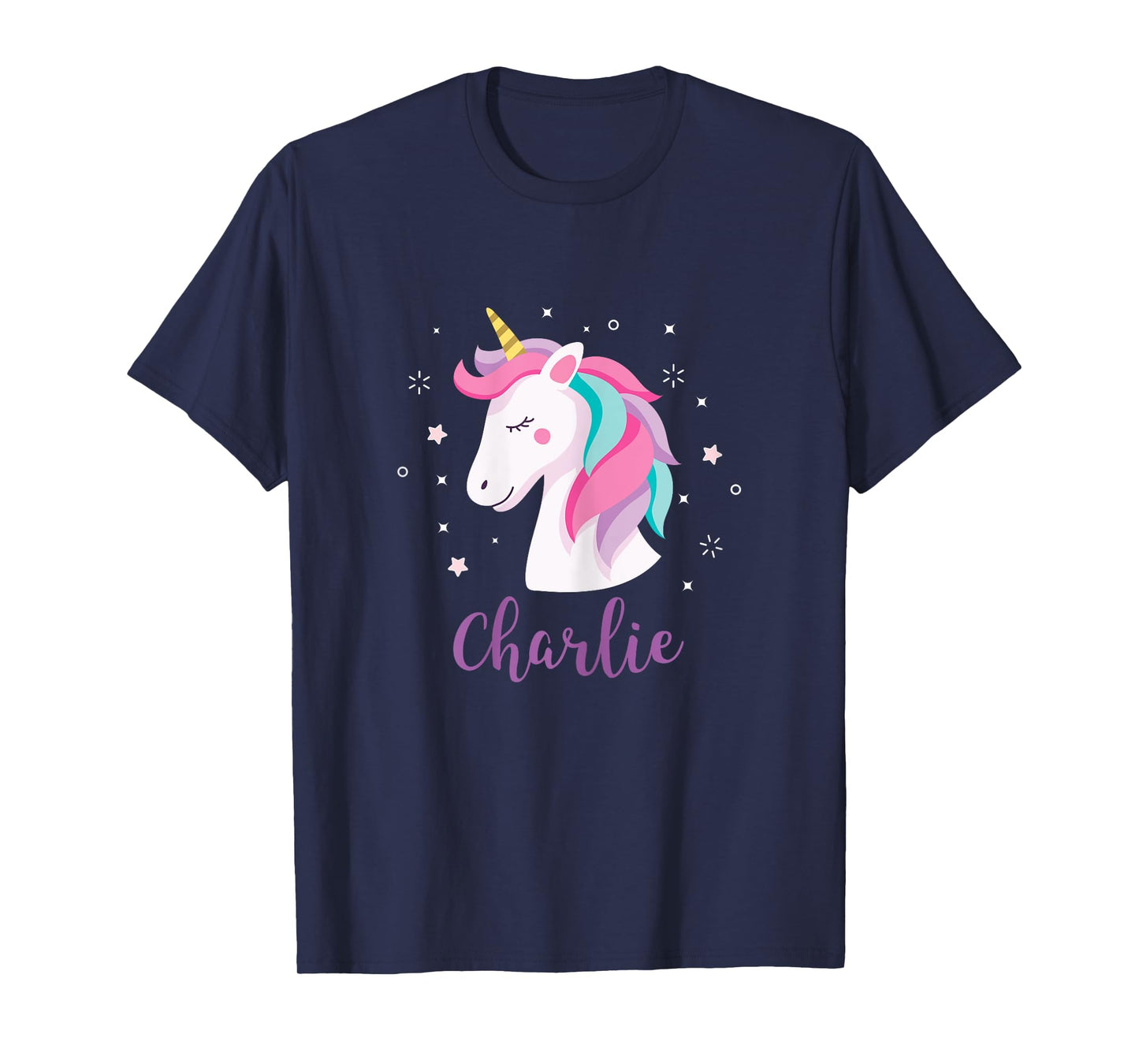 Cute Charlie Unicorn Personalized Name Girls Gifts T-Shirt