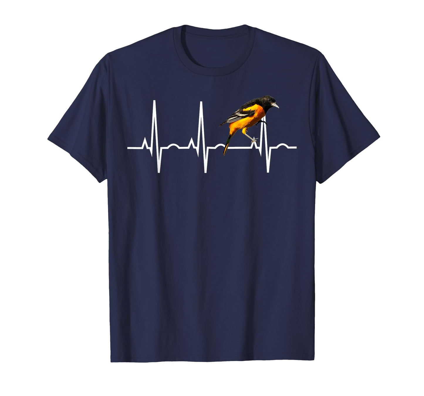 Oriole Shirt for Birders - Baltimore Oriole Heartbeat Tee T-Shirt