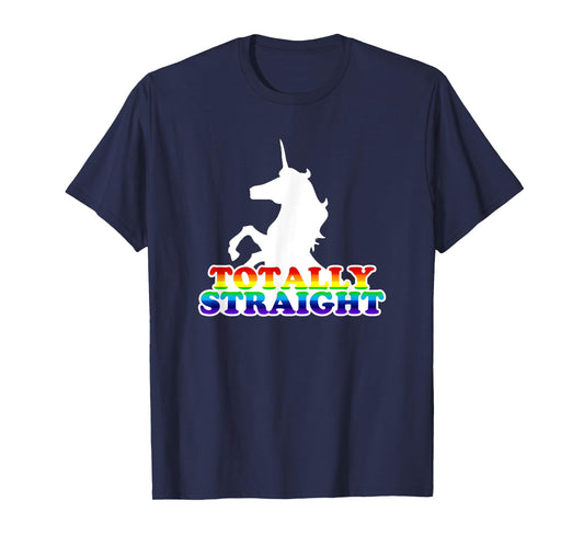 Wayward Tees Totally Straight Unicorn T-Shirt - Women's Junior, Girls, Black, Short Sleeve, Crew Neck, Classic Fit, Cotton 65% Polyester 35%, Humorous/Ironic Design, Size Small