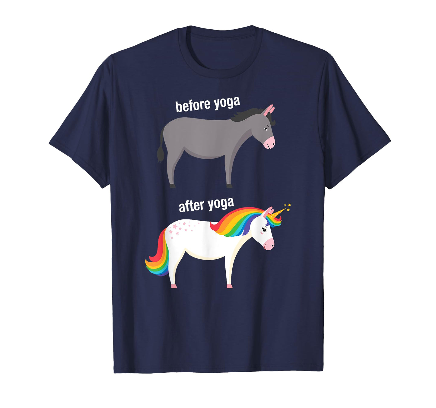 Before and After Yoga Funny Unicorn illustration Design T-Shirt
