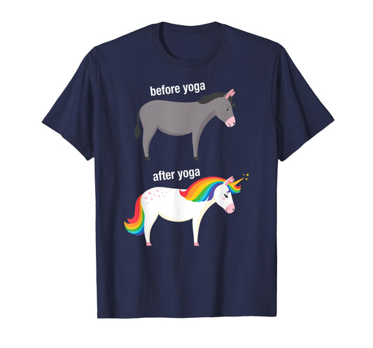 Before and After Yoga Funny Unicorn illustration Design T-Shirt