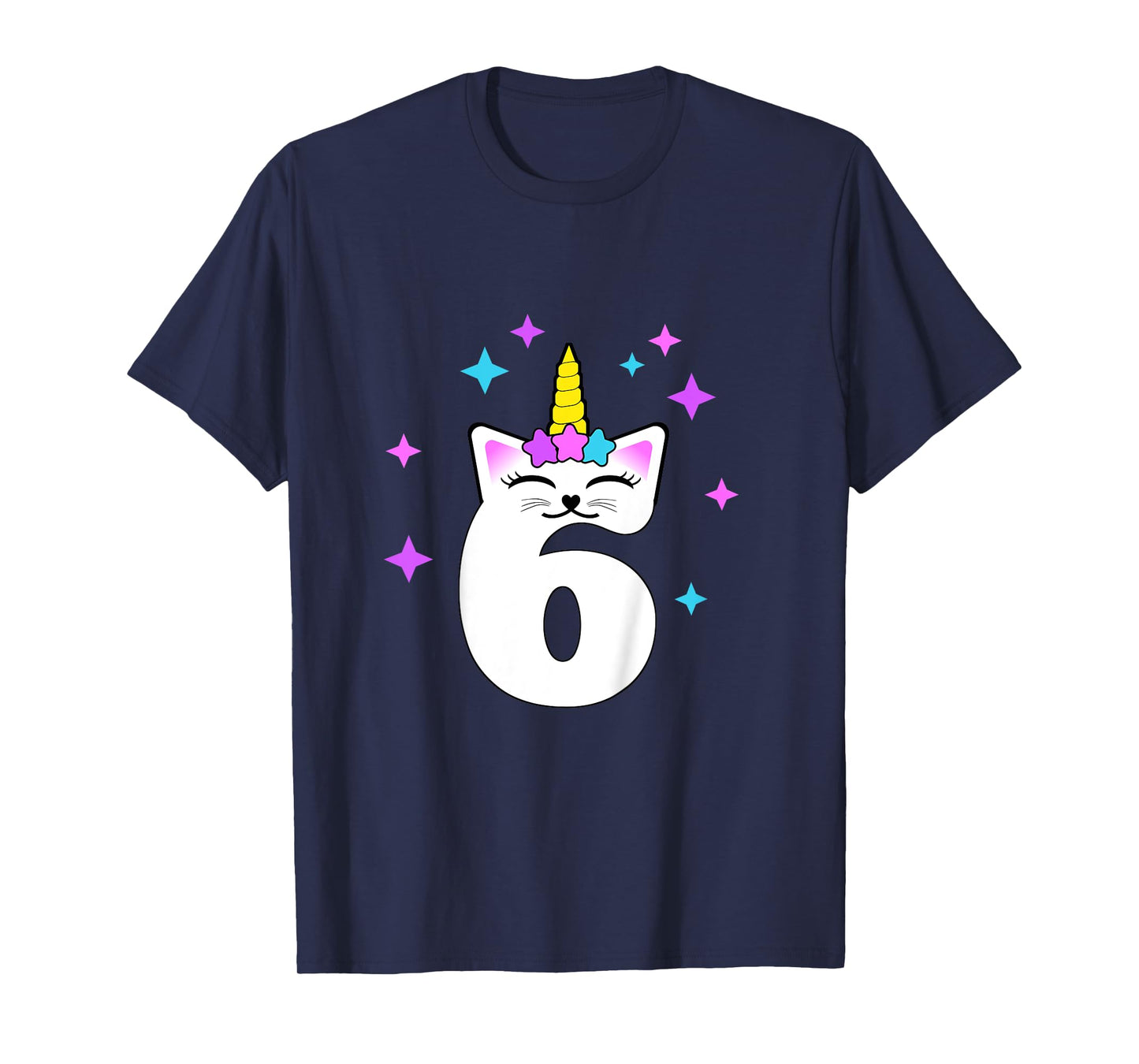 6 Year Old Cat Unicorn Caticorn 6th Birthday Party Girls T-Shirt