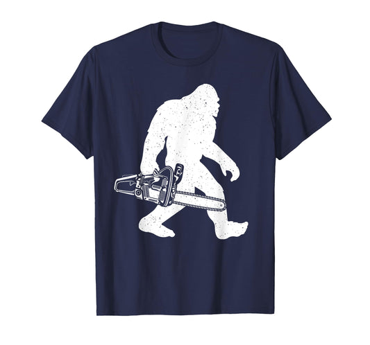Cool Lumberjack Art For Men Women Bigfoot Sasquatch Chainsaw T-Shirt