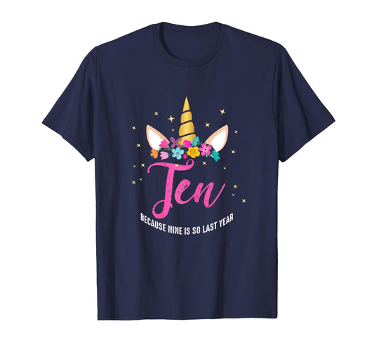 10 Years Old Birthday Girl Gifts Unicorn 10th Birthday T-Shirt