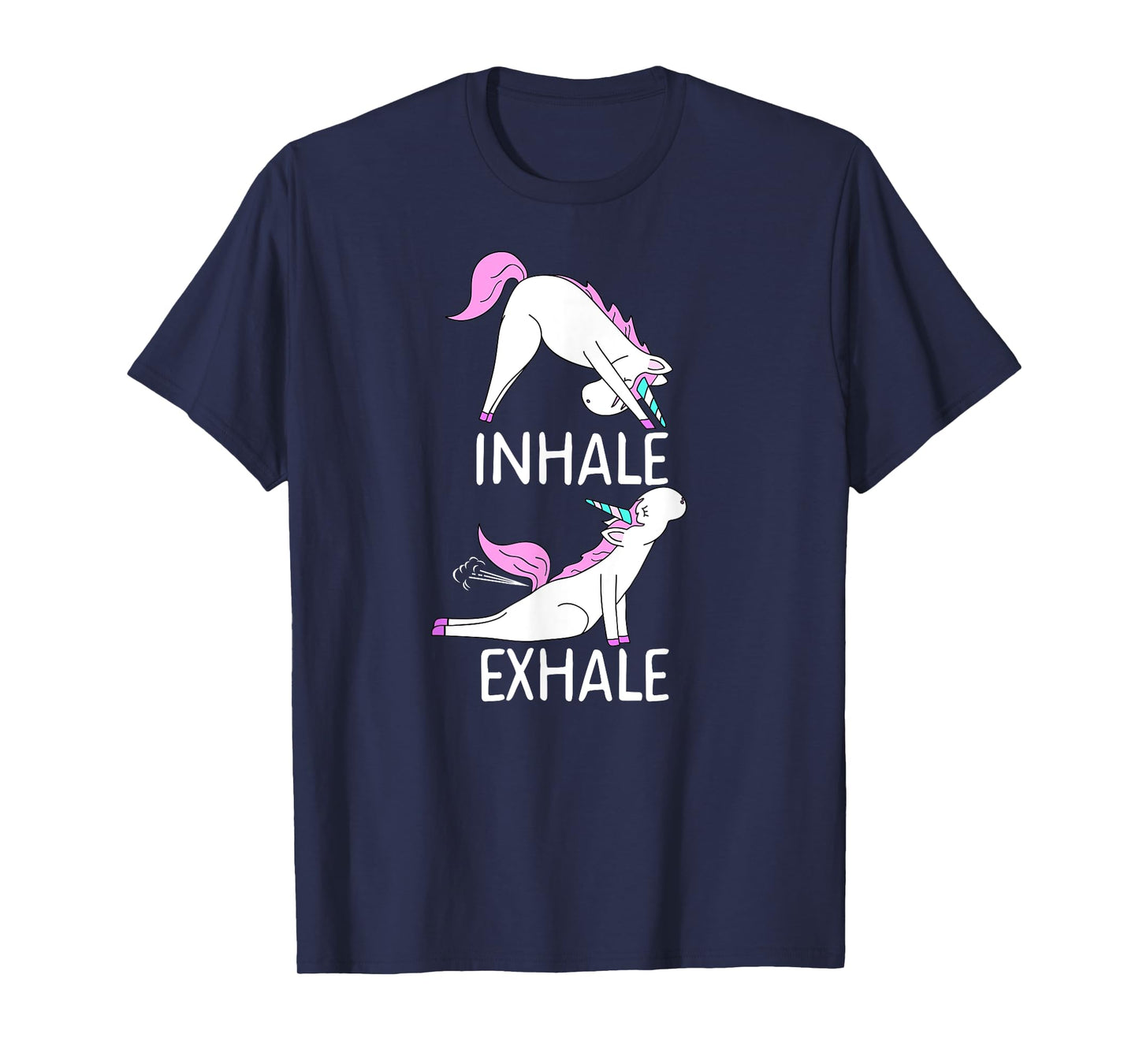 INHALE EXHALE Funny Farting Unicorn Yoga Meme T-Shirt