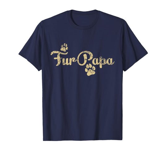 Fur Papa Cute Dog Cat Lover Dad Pawprint Gift T-Shirt for Men Women
