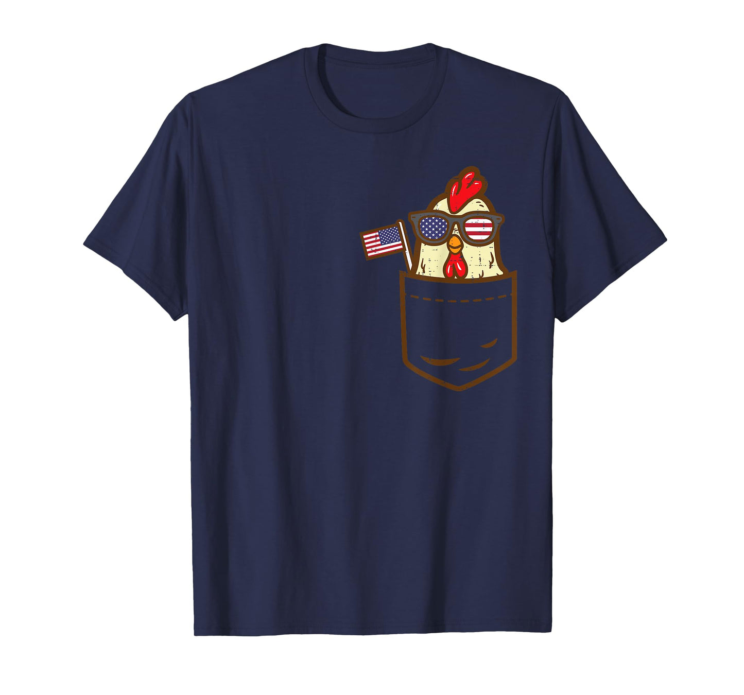 Chicken Pocket Farm American Flag USA 4th Of July Animal T-Shirt