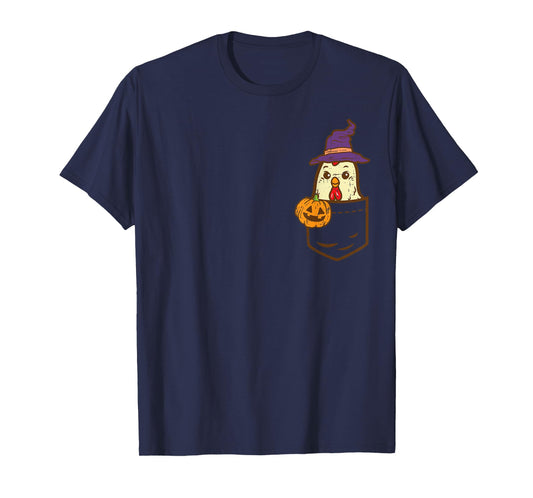 Pocket Chicken Witch Pumpkin Halloween Bird Animal Farmer T-Shirt
