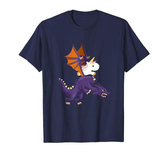 Funny Unicorn Riding Dragon Mythical Fantasy Gift T-Shirt