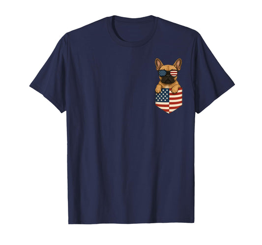 French Bulldog Pocket American frenchie 4th of july T-Shirt