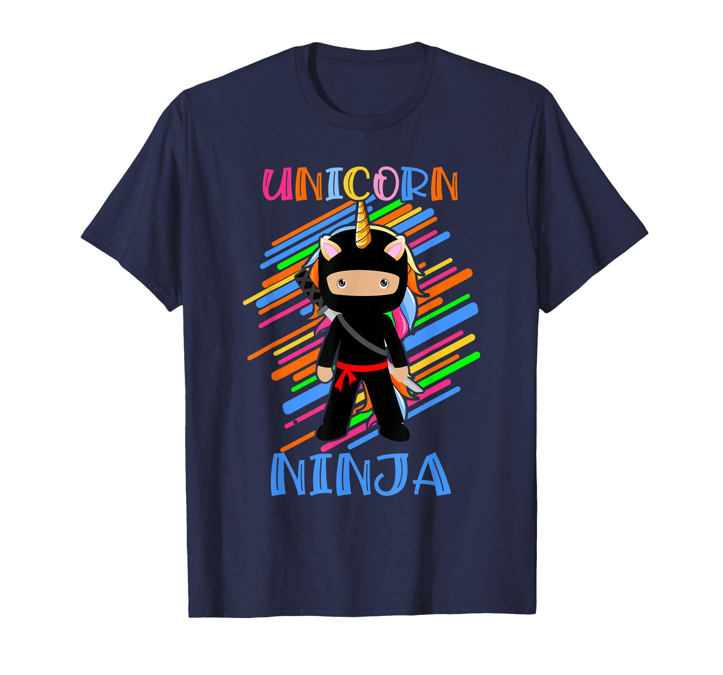 Cute Unicorn Ninja Rainbow Fighter Lover Boys Girls Kids T-Shirt