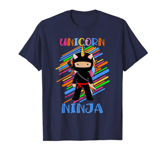 Cute Unicorn Ninja Rainbow Fighter Lover Boys Girls Kids T-Shirt