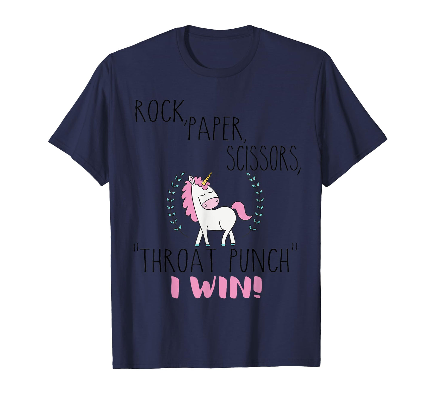 Funny Unicorn Rock Paper Scissors Throat Punch I Win T-Shirt