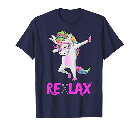 reLAX unicorn dab youth lacrosse Tees Lacrosse funny T-shirt