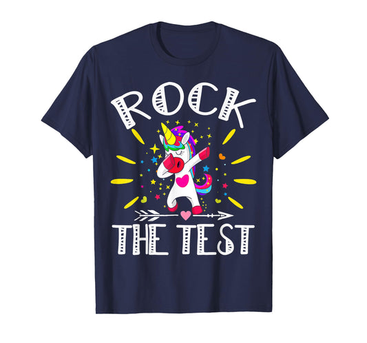 Test Day Rock The Test Teacher Testing Day Unicorn Teacher T-Shirt