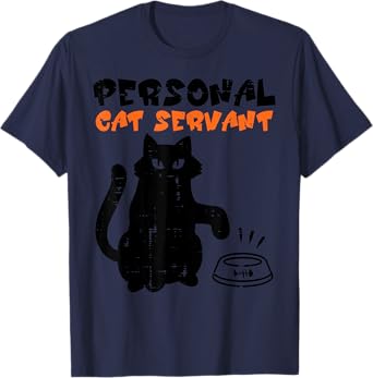 Black Cat Personal Servant Funny Fur Mom Dad Men Women Kids T-Shirt