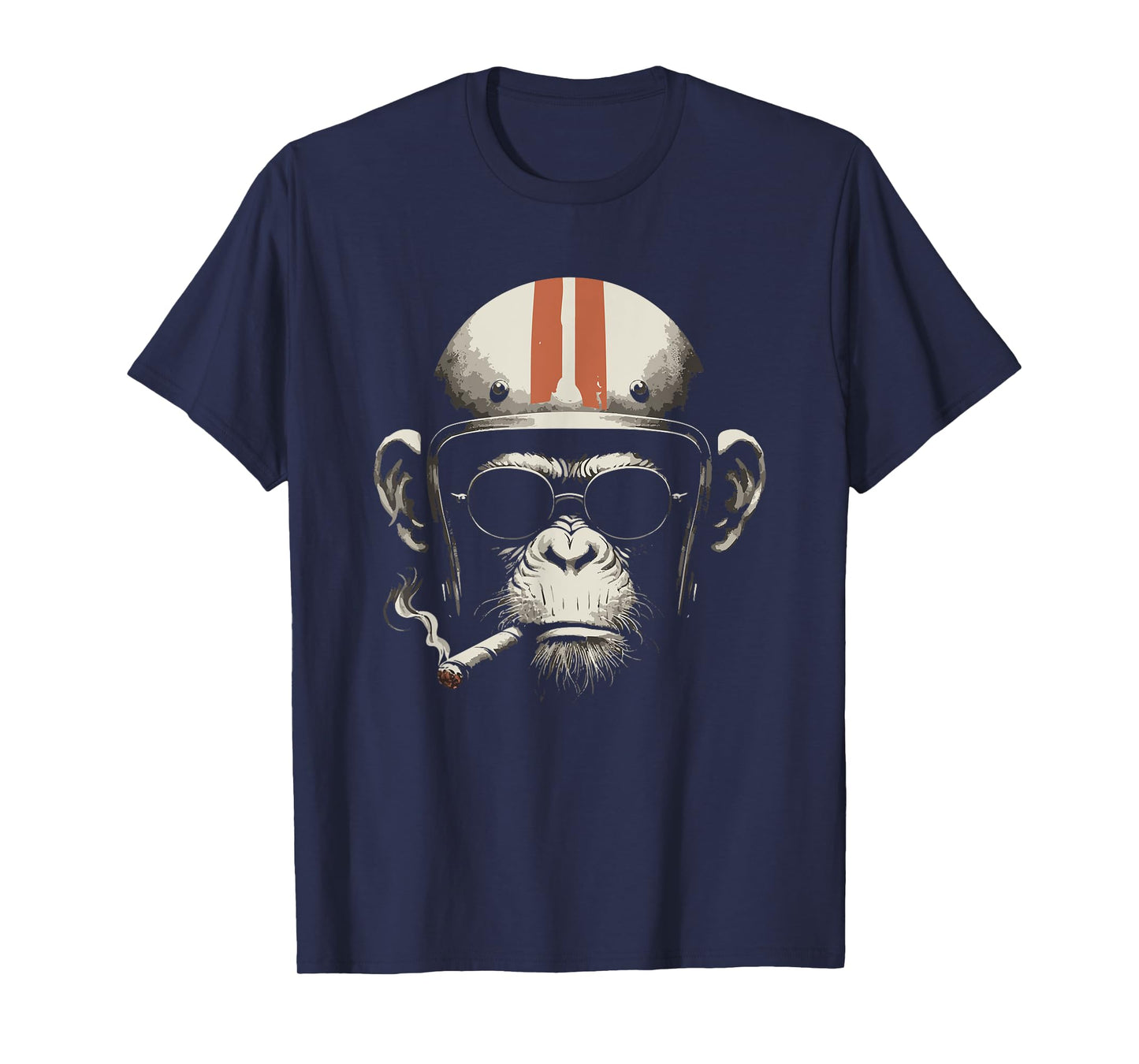 Cigar smoking monkey retro vintage motorcycle biker helmet T-Shirt