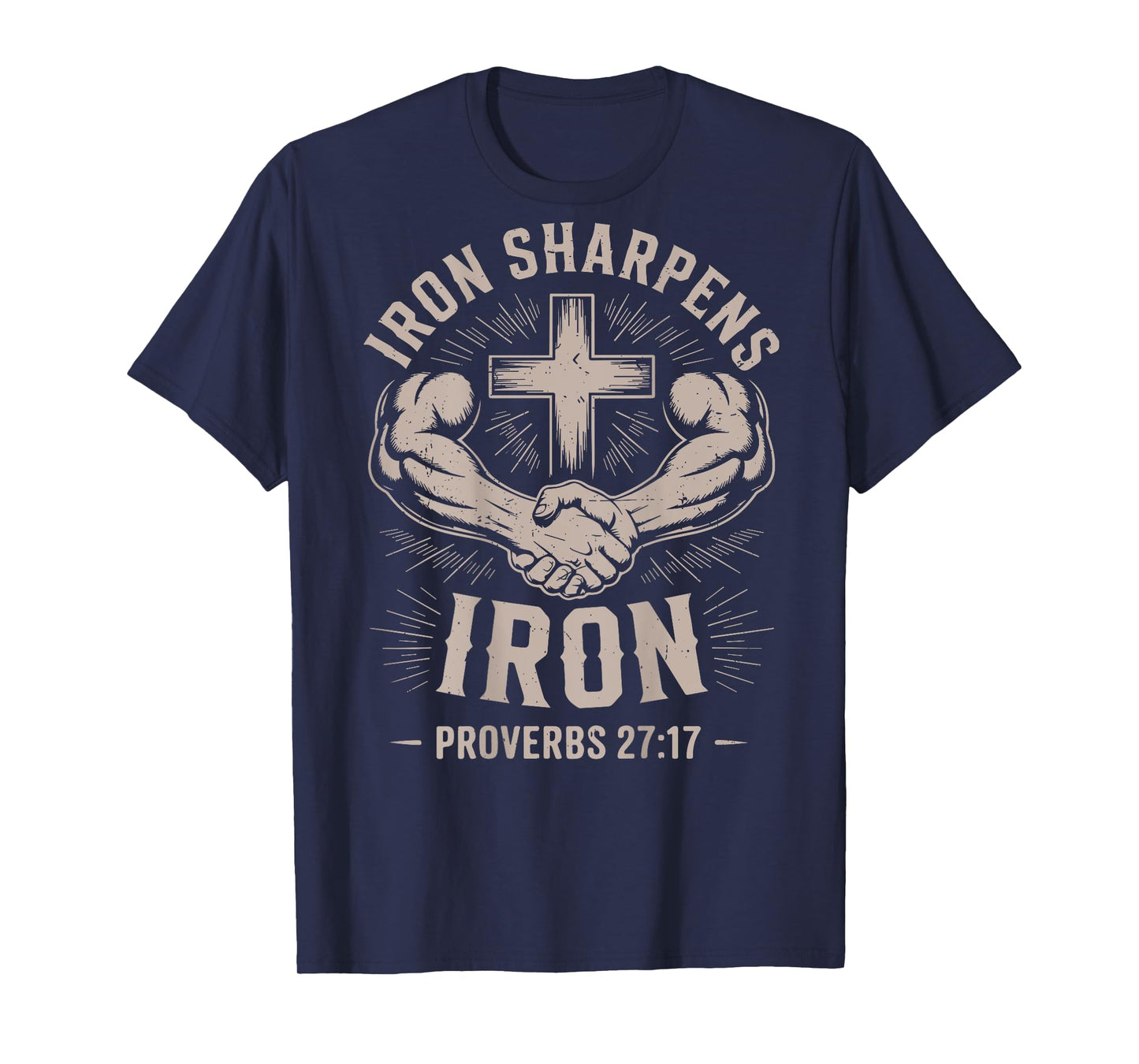 On-Back Iron Sharpens Iron Proverbs Christian Gym Workout T-Shirt