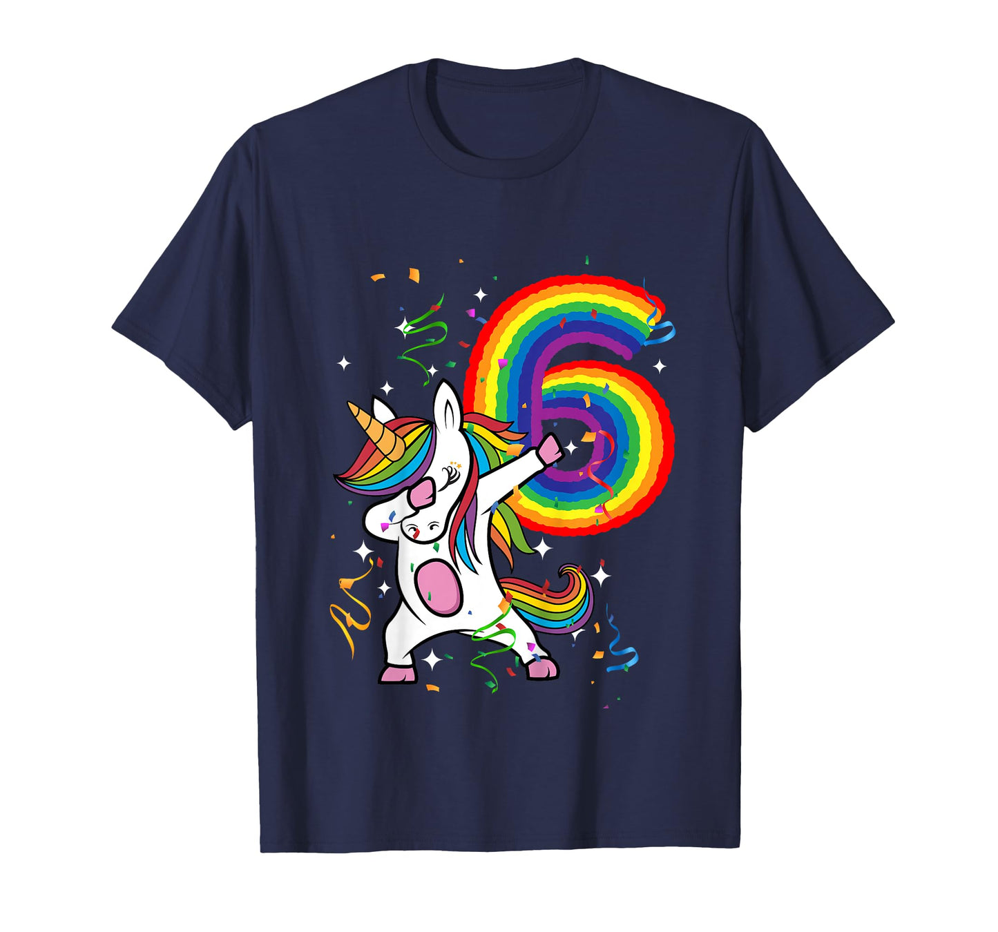 Birthday Rainbow Dabbing Unicorn 6 Years Old Girls Shirt T-Shirt