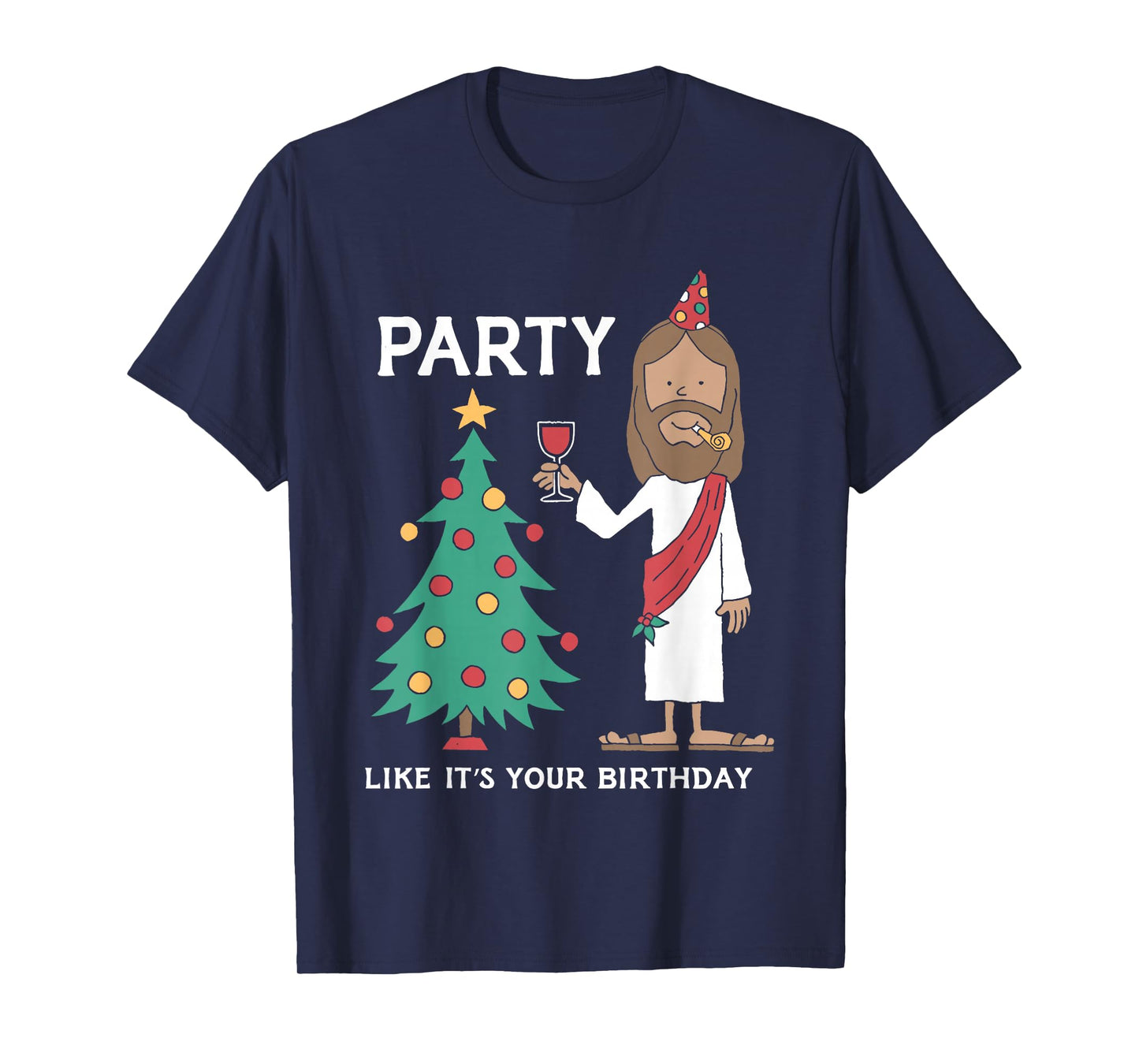Party Like It's Your Birthday Funny Christmas Tree Jesus T-Shirt