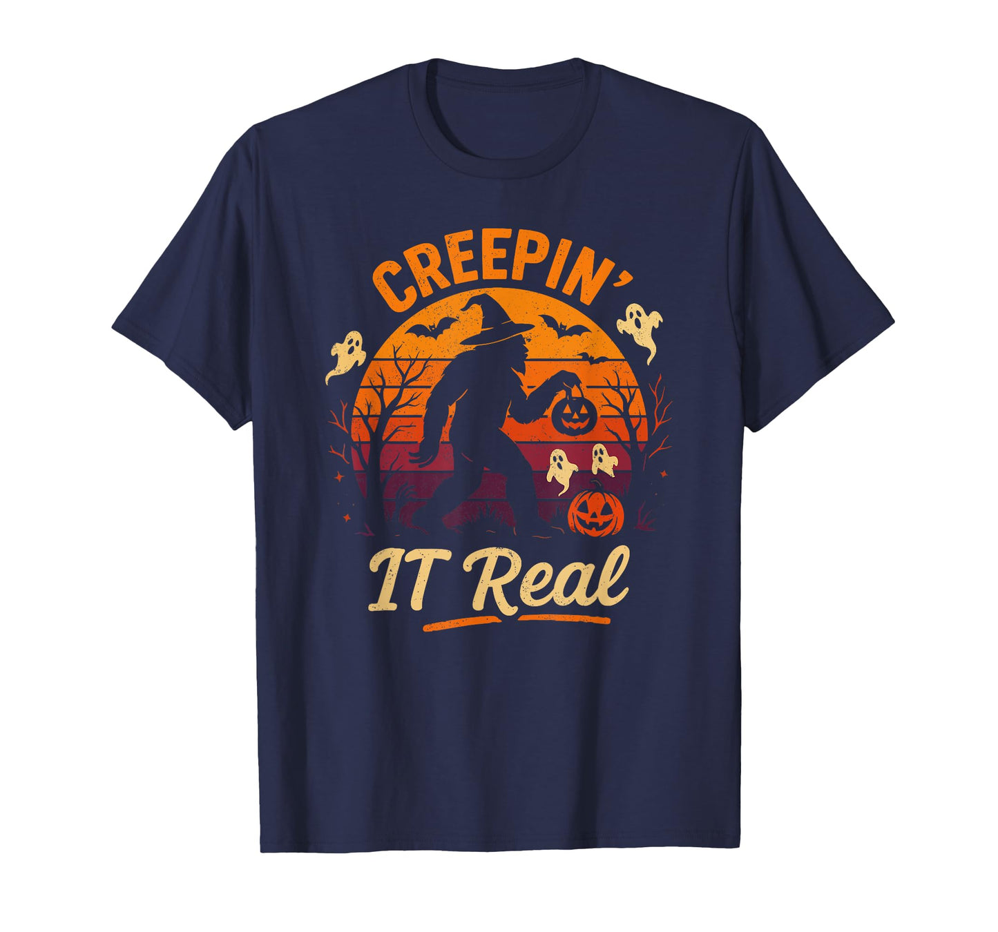 Halloween Bigfoot Creepin It Real Funny Costume Men Women T-Shirt