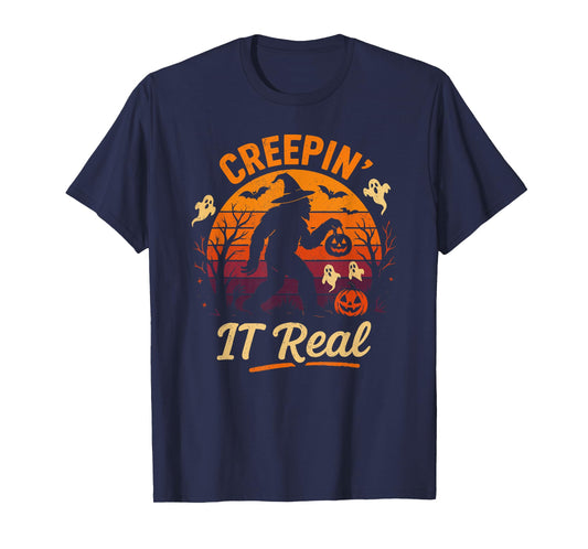 Halloween Bigfoot Creepin It Real Funny Costume Men Women T-Shirt