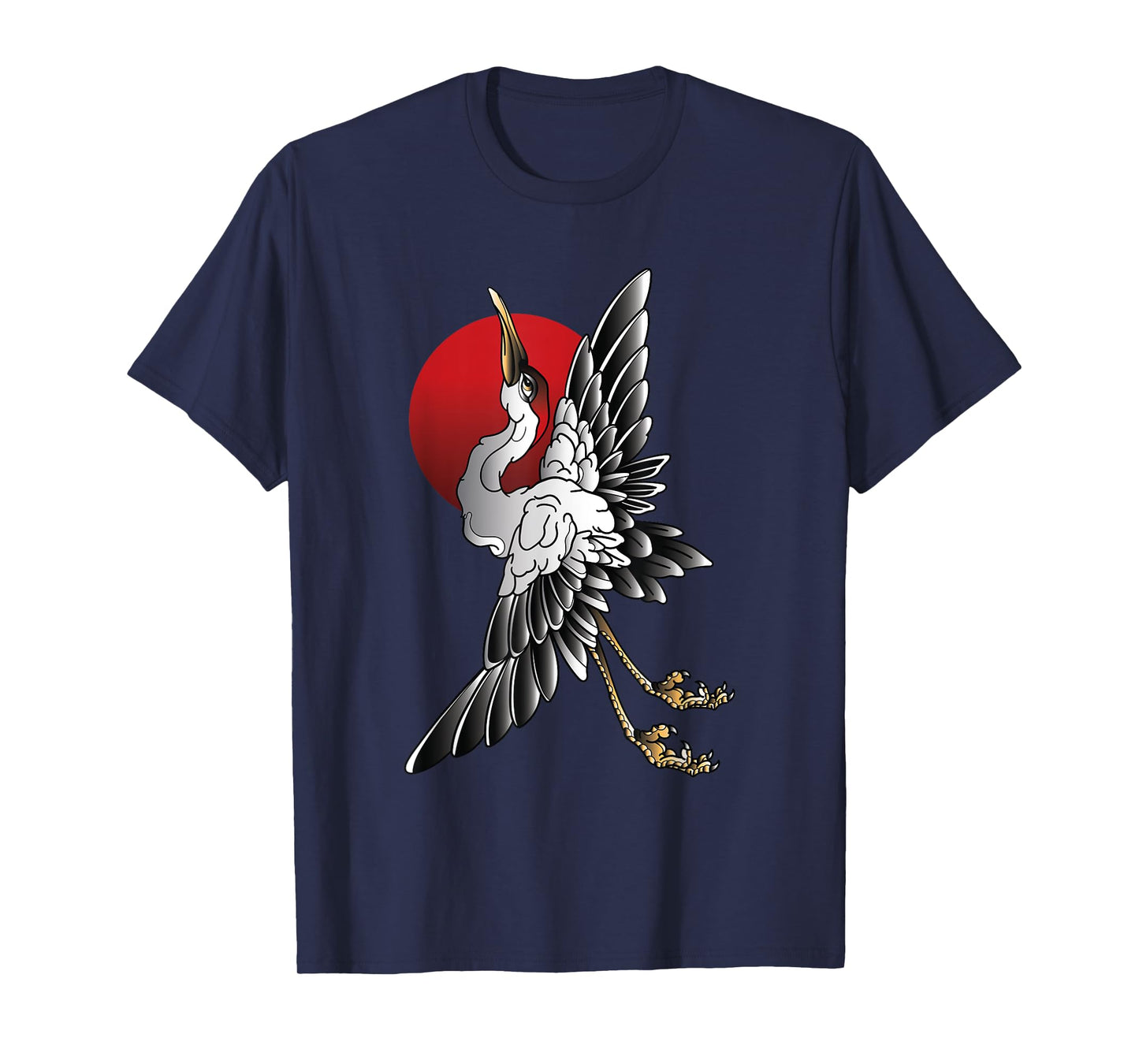 white Sandhill Crane Bird Japanese style art T-Shirt