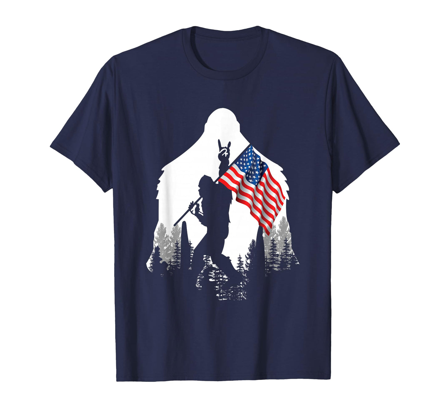 Big Foot Shirt - Bigfoot Sasquatch American Flag Patriotic T-Shirt