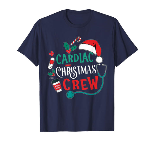 Cardiac Christmas Crew Cardiology Stethoscope Nurse Xmas T-Shirt