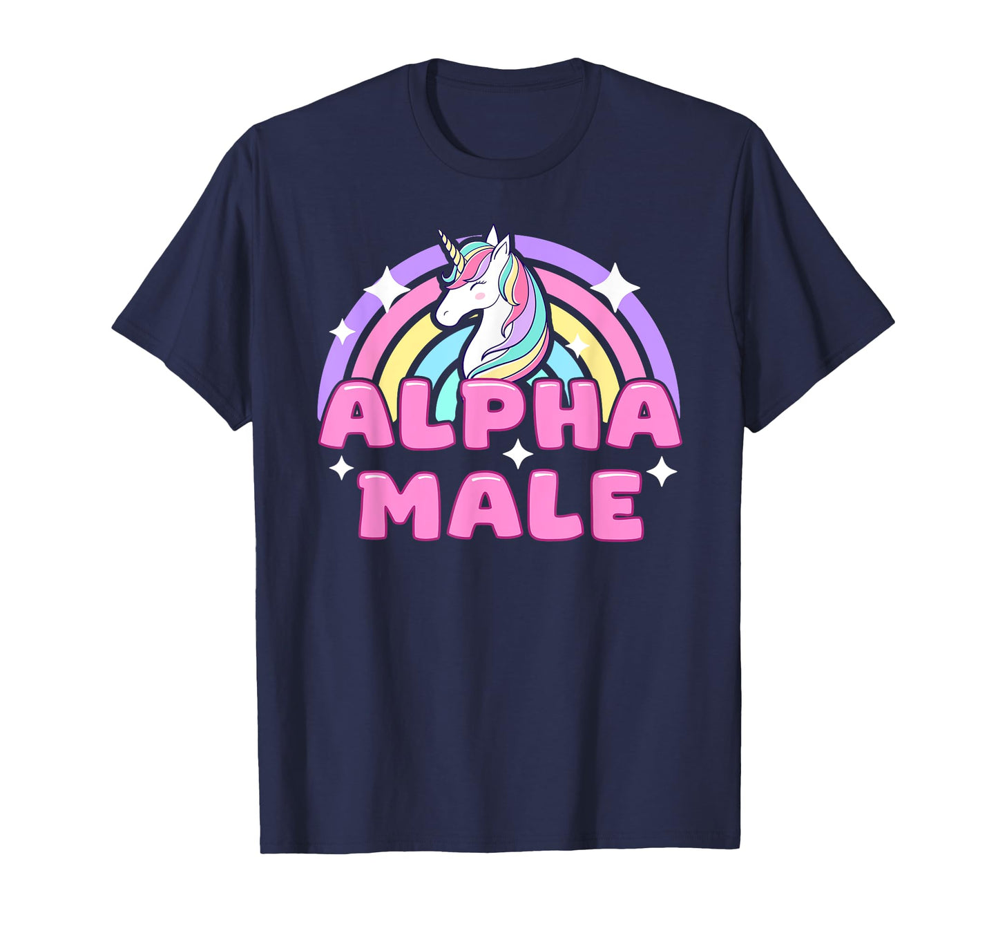Alpha Male Unicorn Funny Sarcastic Ironic Pink Y2K Meme T-Shirt