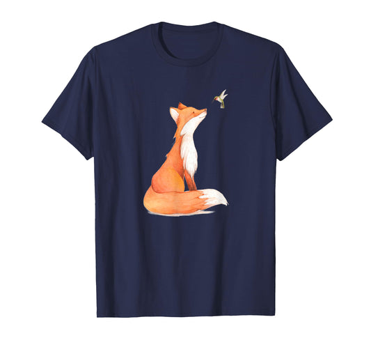 The Cute Fox And Hummingbird Vintage Retro Present For Lover T-Shirt
