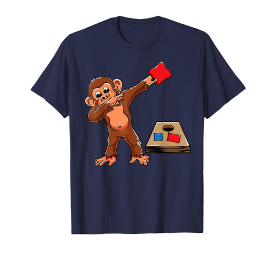 Cute Dabbing Monkey Cornhole Boys Birthday Girls Corn Hole T-Shirt