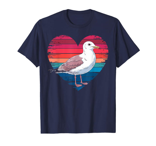 Vintage Seagull Lover Retro Heart Birdwatcher Gifts Women T-Shirt