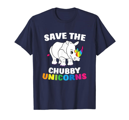 Save The Chubby Unicorns Funny Unicorn Rhino T-Shirt