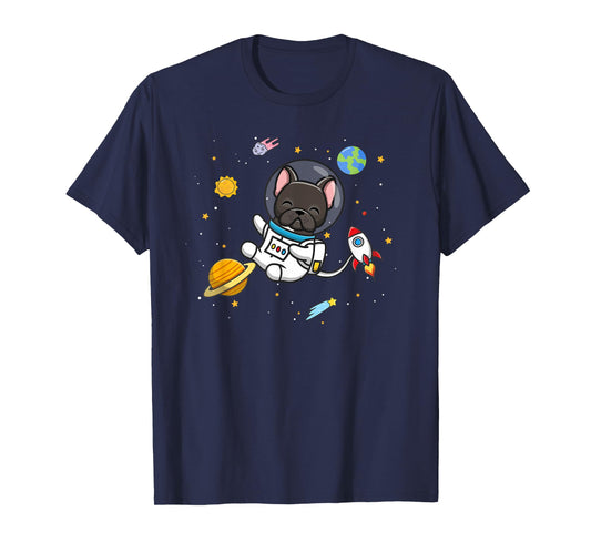 Funny Kids & Boys Kawaii Space Black French Bulldog Lover T-Shirt