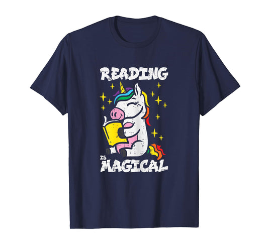 Unicorn Reading Magical Book Lover Bookworm Girls Librarian T-Shirt