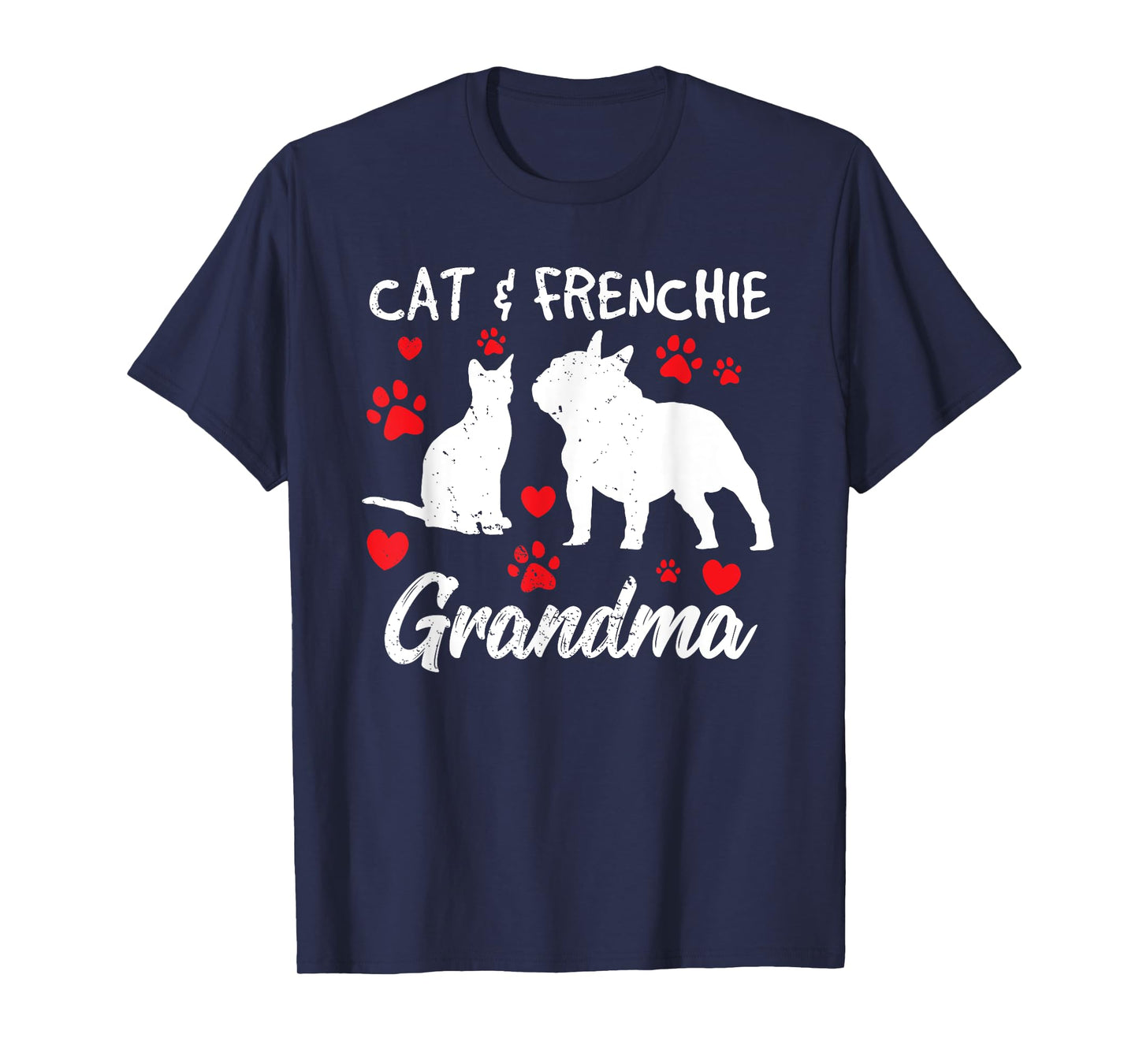 Cat and French Bulldog Grandma Frenchie Dog Grandmother Cute T-Shirt for Men Women