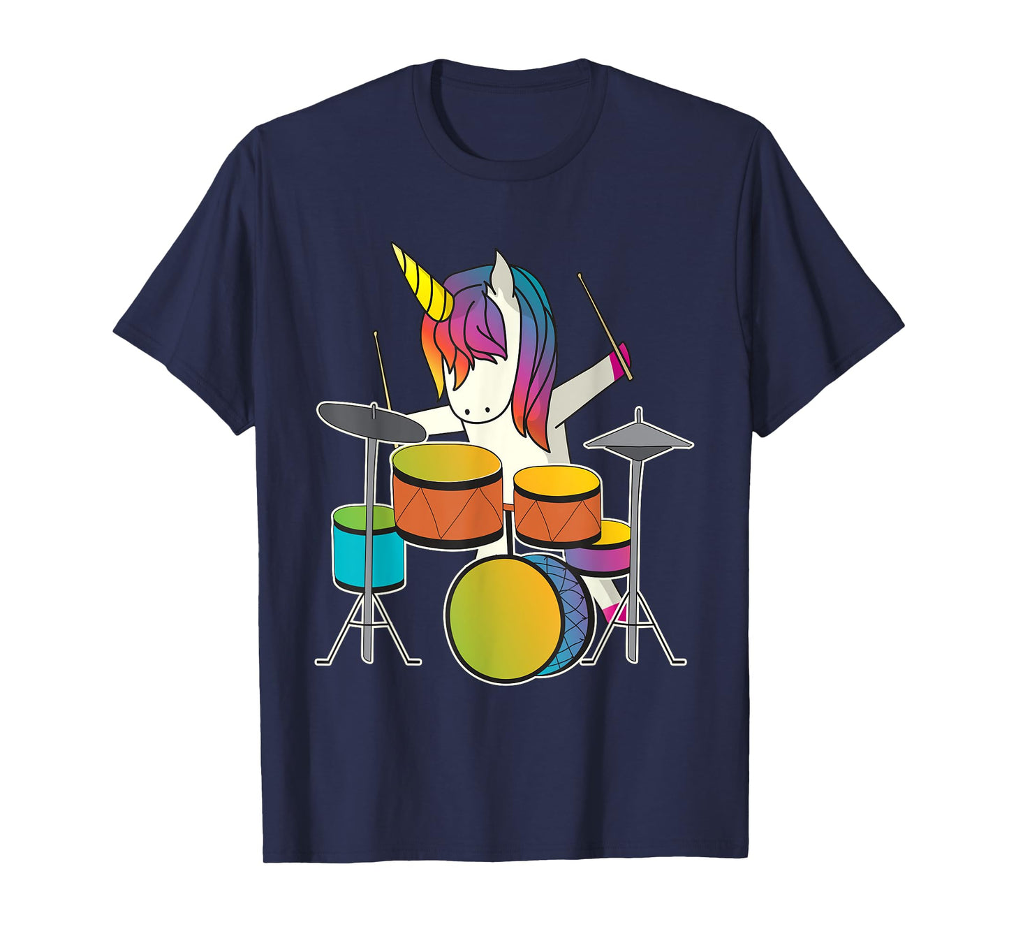 Unicorn Playing Drums Funny Magical Drummer Music Musician T-Shirt