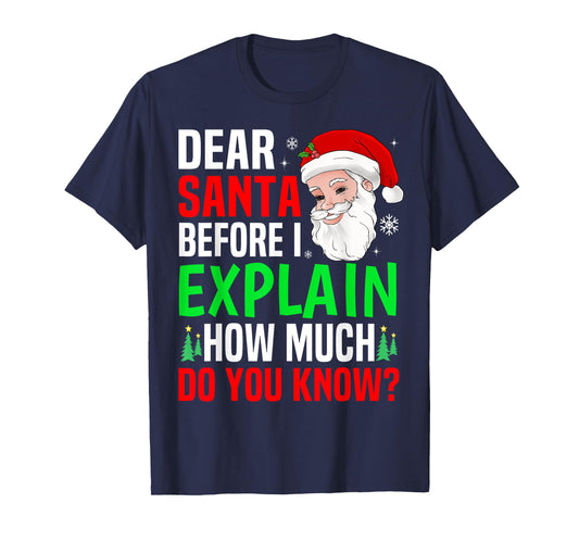 Dear Santa Before I Explain Funny Christmas Men Women Kids T-Shirt
